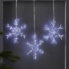 Lights4fun Snowflake White Christmas Lamp ∅ 17cm 3pcs