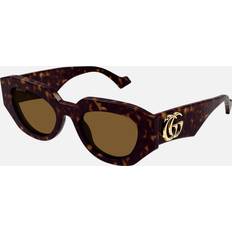 Gucci GG1421S Solglasögon Acetat Havana Brun Geometrisk