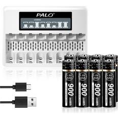 Aaa li ion Palo 8 Bay LCD Display AA/AAA Lithium Charger + AAA Li-ion Batteries 8-pack