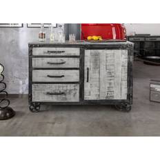 Roulettes Buffets Massivmoebel24 Heavy Industry Grey Buffet 120x92cm