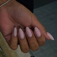 Shein 24 Pcs Almond Shape Press On Nails Pink Solid Color Press On Nails Bling Press On Nails For