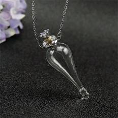 Shein 1pc Transparent Droplet-Shaped Magic Bottle Pendant Necklace With Titanium Steel For Holding Perfume, Essential Oil, Pet Ashes, Suitable For Men