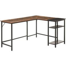 Furniture Homcom L-shape Workstation Natural/Black Writing Desk 120x150.1cm