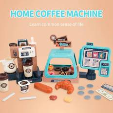 Pretend Play Maker Coffee Machine Toy Home Kitchen Simulation Appliance for Kids 3 In 1 Cash Register Bread Maker Kit Gift