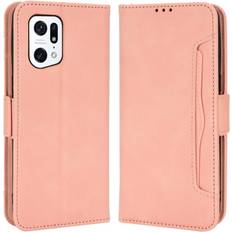 Cover-Discount OPPO Find X5 Pro Etui mit vielen Kartenfächer rosa Oppo Find X5 Pro Smartphone Hülle