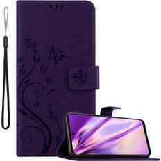 Cadorabo Flower Book Hülle Motorola Moto G200 5G Smartphone Hülle, Violett