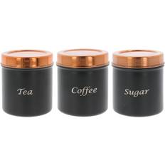 Mastercook Tea Coffee Sugar Canisters Black