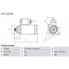 Bosch 0986025110 Starter Motor 2511 12 V