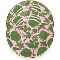 La DoubleJ Dessert Plate Set Of 2 Wildbird Rosa/Verde One Size 2pcs