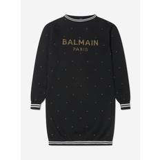 Balmain Girls Wool Knitted Logo Dress Black 10Y