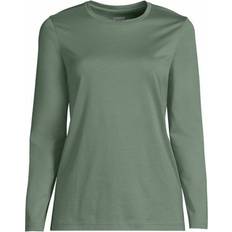 Lands' End Women T-shirts Lands' End Relaxed Supima Cotton Long Sleeve Crewneck T-Shirt - Lily Pad Green