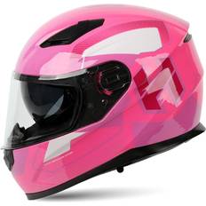 RUYICZB Unisex Bluetooth Motorcycle Helmet Dual Visors Full Face Modular Helmets Crash Helmet for Adult Men and Women DOT/ECE Certified with Tail and Removable Washable Cotton Lining,Pink,M