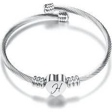 Bracelets Pgeraug Pgeraug gifts for women Letters Stainless Steel Wire Bracelet Heart-shaped Bracelet bracelet Necklace