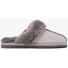 DANIEL Soglit Silver Sheepskin Slippers 38, Colour: Silver Metal