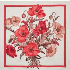 Ferragamo Scarfs Ferragamo Women Poppies Print Silk Foulard Neck Scarf - White