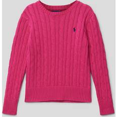 Polo Ralph Lauren Kids Embroidered cable-knit cotton sweater pink