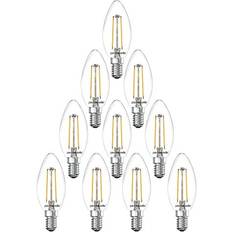 Light Bulbs Paul Russells paul russells E14 Small Edison Screw LED Filament Pack of 10 2.5W 25W Equivalent 250LM Lumen 2700K SES Candle C35 Bulbs Energy Saving