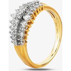 Pure Brilliance 9ct Yellow Gold 0.50ct Diamond Claw Set Three Row Ring THR21333-50