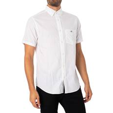 3XL - Herre - Hør Skjorter Gant Regular Cotton Linen Short Sleeved Shirt White