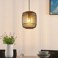 Rattan Lampade da soffitto Lindby Nero Rattan Ø 22 cm Lampada a Sospensione