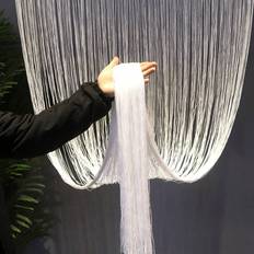 Shein White Fringe & Beaded Decor Partition Curtain 1pc