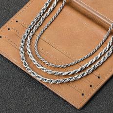 Shein Silver Necklace Men'S S925 Silver Clavicle Jurchen Rope Rope Silver Twist Long Sweater Single