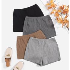 Shein Multifärgade Shorts Shein Solid Color Knitted Plus Women's Shorts