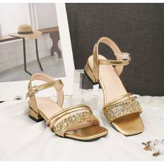 Gold Sandals Shein Girls' Summer Golden Princess High Heel Sandals