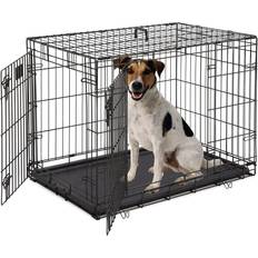 Dopinmin Cage, 36/42/48 Inches Large Dog Crate Metal Double Dog Kennel