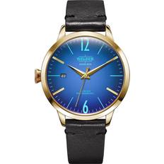 Welder Watches Welder WELDER Moody Black Leather 3 Hand Gold-Tone with Date 38mm