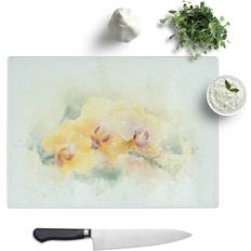 Yellow Chopping Boards East Urban Home Tempered Glass Yellow Orchids Chopping Board