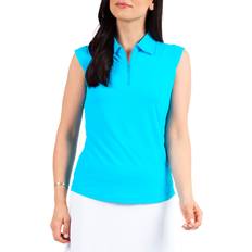 Turquoise - Women Polo Shirts Ibkul Women's Sleeveless 1/4 Zip Golf Polo, Medium, Turquoise