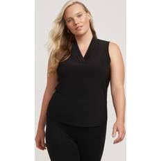 Anne Klein Tops Anne Klein Plus Pleated-Neck Top Black