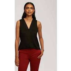 Anne Klein Clothing Anne Klein Women's Sleeveless PleatFront VNeck Top Black