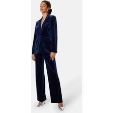 Bubbleroom Byxor & Shorts Bubbleroom Maya Velvet Trousers - Navy