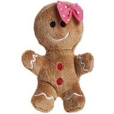 Toyland 10cm Plush Gingerbread Man Soft With Pink Bow Christmas Soft Toys Christmas Decorations