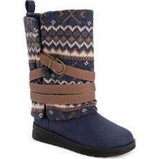 Blue - Women Slippers Muk Luks Nikki Women's Boot Slippers, Wide, Blue