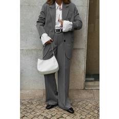 NA-KD Heavy High Waist Suit Pants - Grå