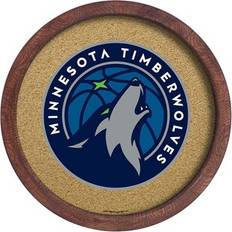 The Fan-Brand Minnesota Timberwolves 20.25'' Round Faux Barrel Framed Cork Board