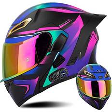 Comgas Motocross Bluetooth Full Face Helmet Adults Dirt Bike Flip up Motorcycle Helmet Modular Dual Anti-Fog Visors Built-in MP3 Speaker for ATV MTB Four Wheeler Off Road Bike, DOT Certified -H-Small