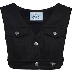 Prada Jeans Prada Embellished Denim Crop Top - Black