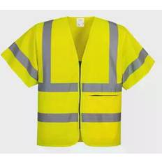 Washable Work Vests Portwest Hi-Vis Half Sleeve Zip Vest Yellow