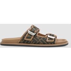 Sko Fendi Jacquard FF Motif Leather Sandaler - Brun