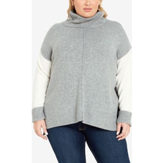 Avenue Sweaters Avenue Plus Riley High Low Sweater Gray Marle