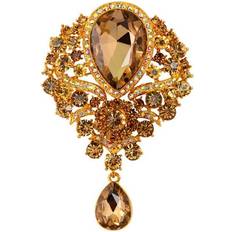 Beige - Women Brooches Tianci Wedding Bridal Big Crystal Rhinestone Bouquet Brooch Pin for Women Champagne