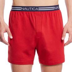 Nautica Men Underwear Nautica Mens Red Solid Knit Boxers