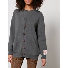 Or Cardigans GOLDEN GOOSE Cardigan Femme En Coton Gris Chiné Avec Logo