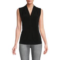 Calvin Klein Women Tank Tops Calvin Klein Gathered V-Neck Sleeveless Top Black