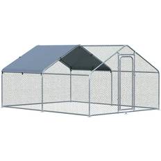 Pawhut PawHut Galvanized Large Metal Chicken Coop Cage 2