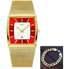 Ultra Thin Nibosi Square Waterproof Male wrist Relogio Masculino Multicoloured